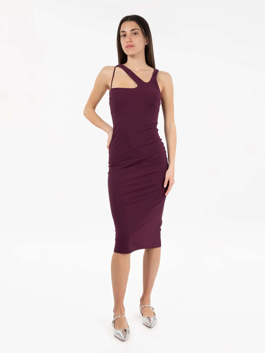 Abito dettaglio cut-out dark plum