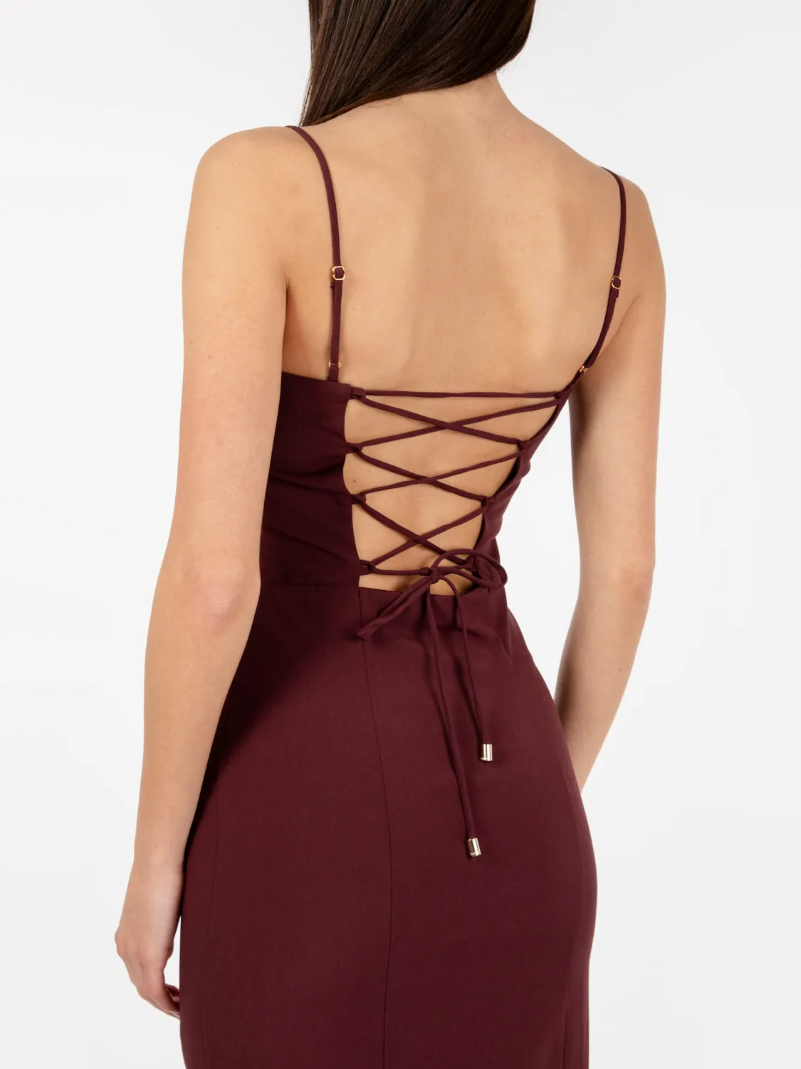 Abito midi cut out dark plum