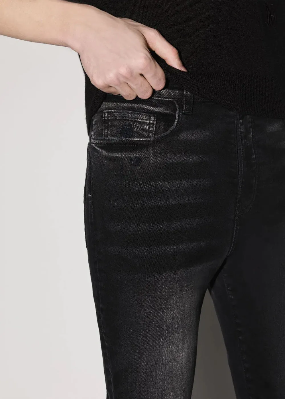 Aged Black Stack Flair Jeans