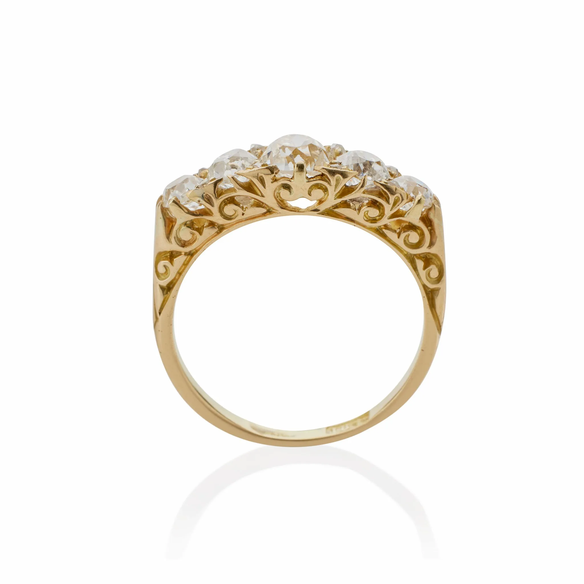 Antique 18K Gold and Diamond Five Stone Ring