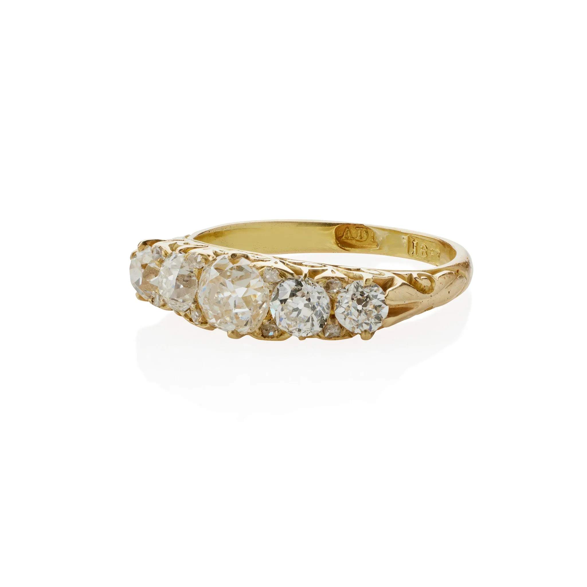 Antique 18K Gold and Diamond Five Stone Ring