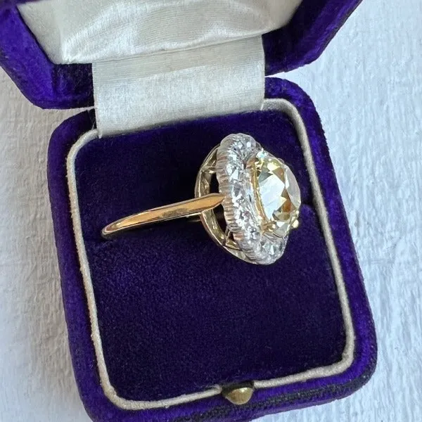 Antique Fancy Yellow Old Mine & Old European Diamond Ring