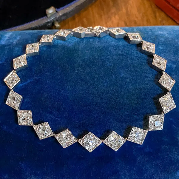 Art Deco Old Mine Cut Diamond Bracelet