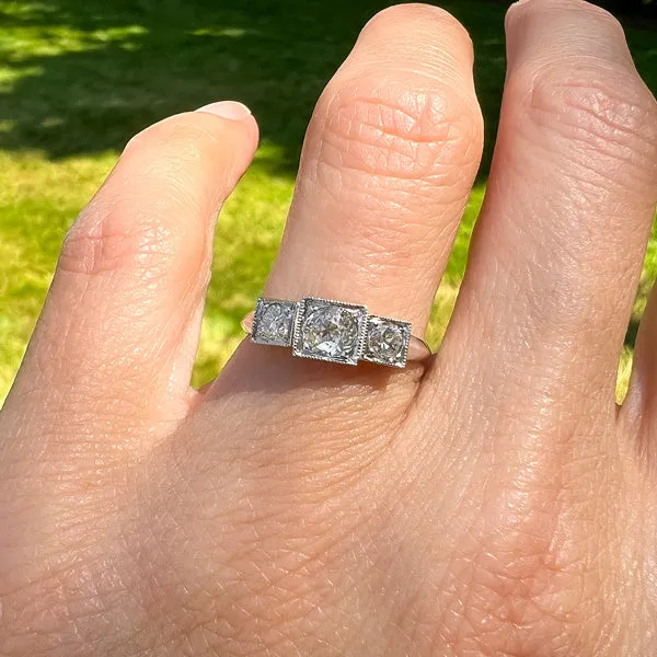 Art Deco Three Stone Diamond Ring