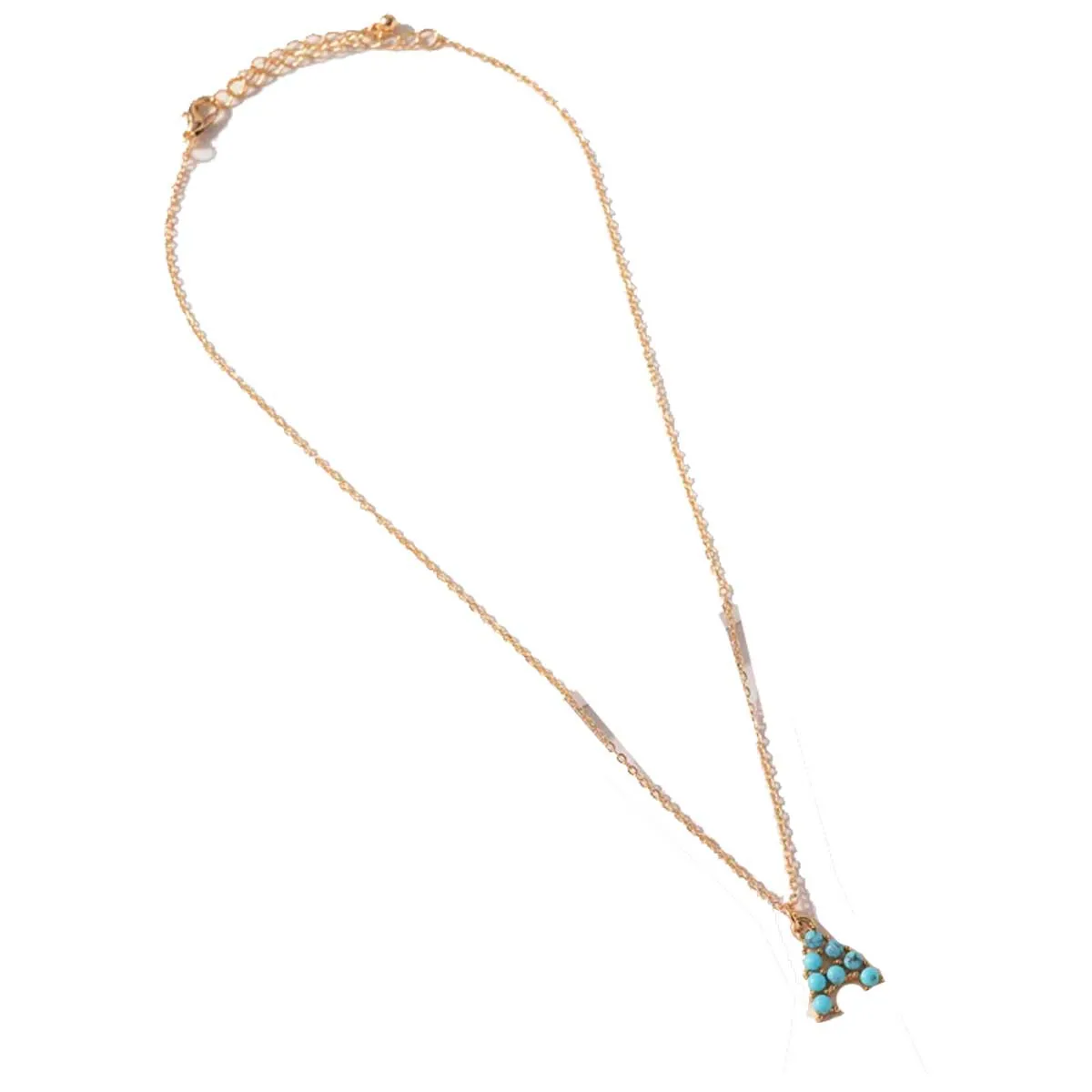 Avenue Zoe Turquoise Stone Initial Necklaces