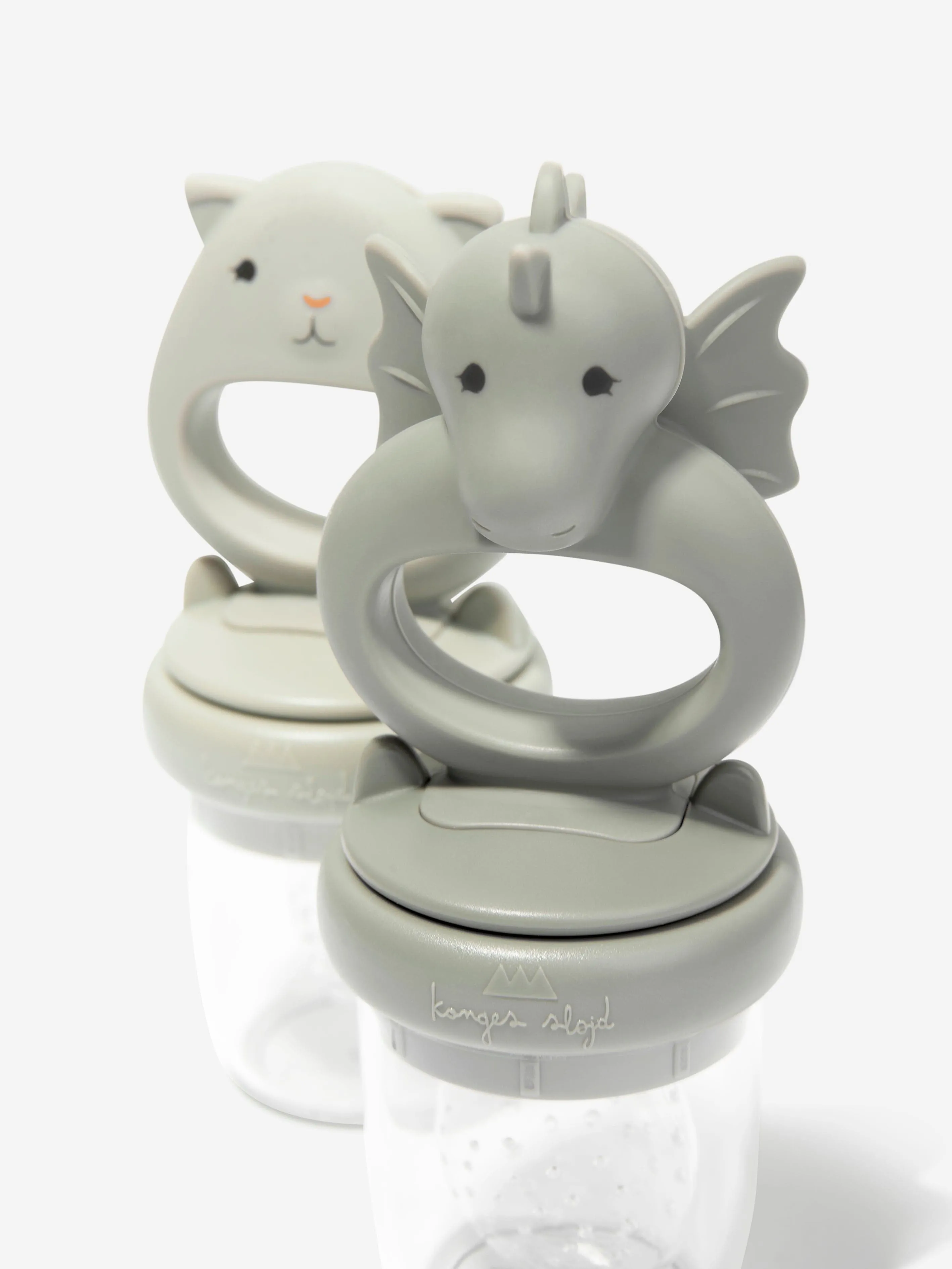 Baby 2 Pack Fruit Feeding Dragon Teether Set in Grey