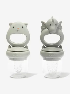 Baby 2 Pack Fruit Feeding Dragon Teether Set in Grey