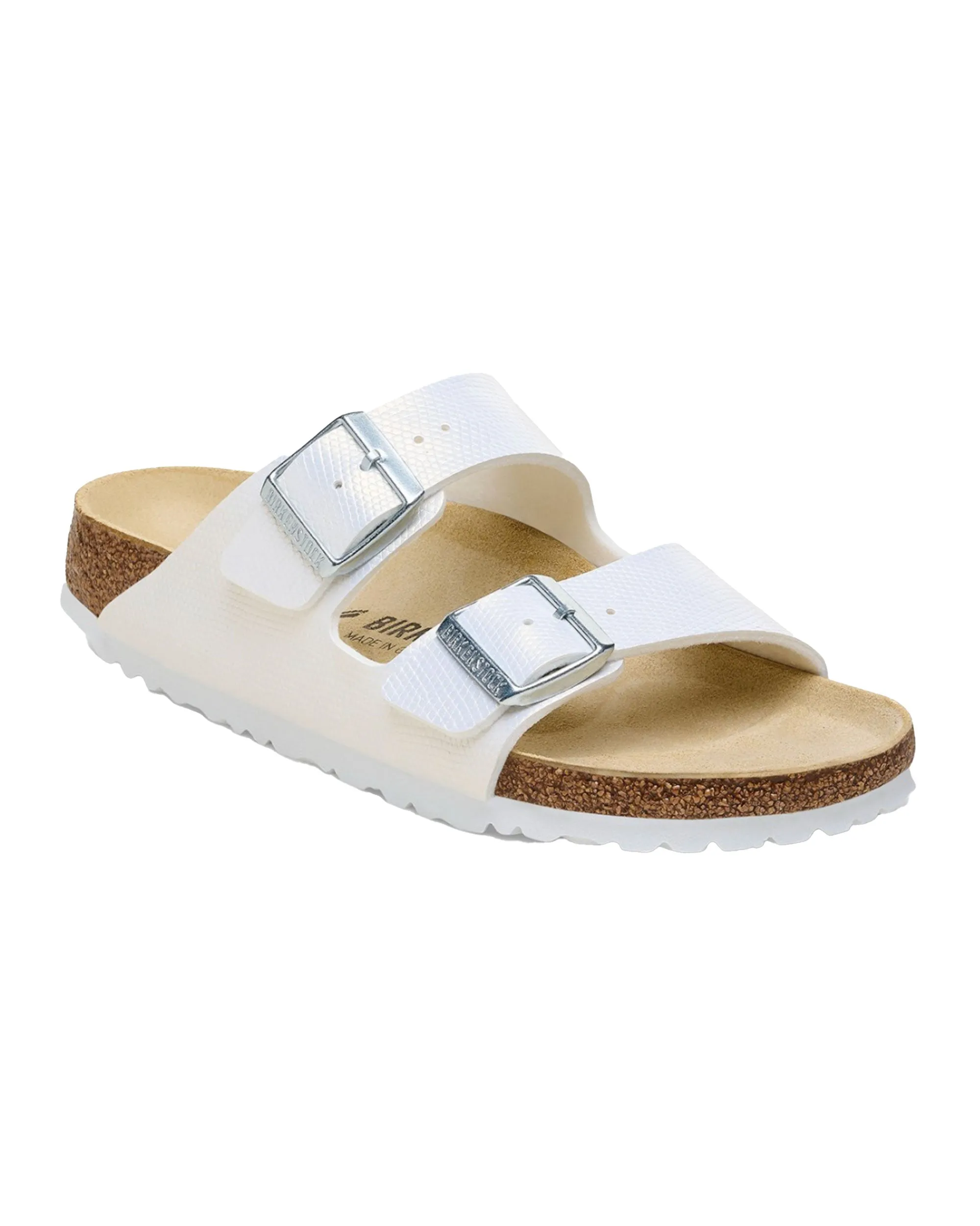 Birkenstock Arizona Shiny Lizard Bianco Calzata Stretta