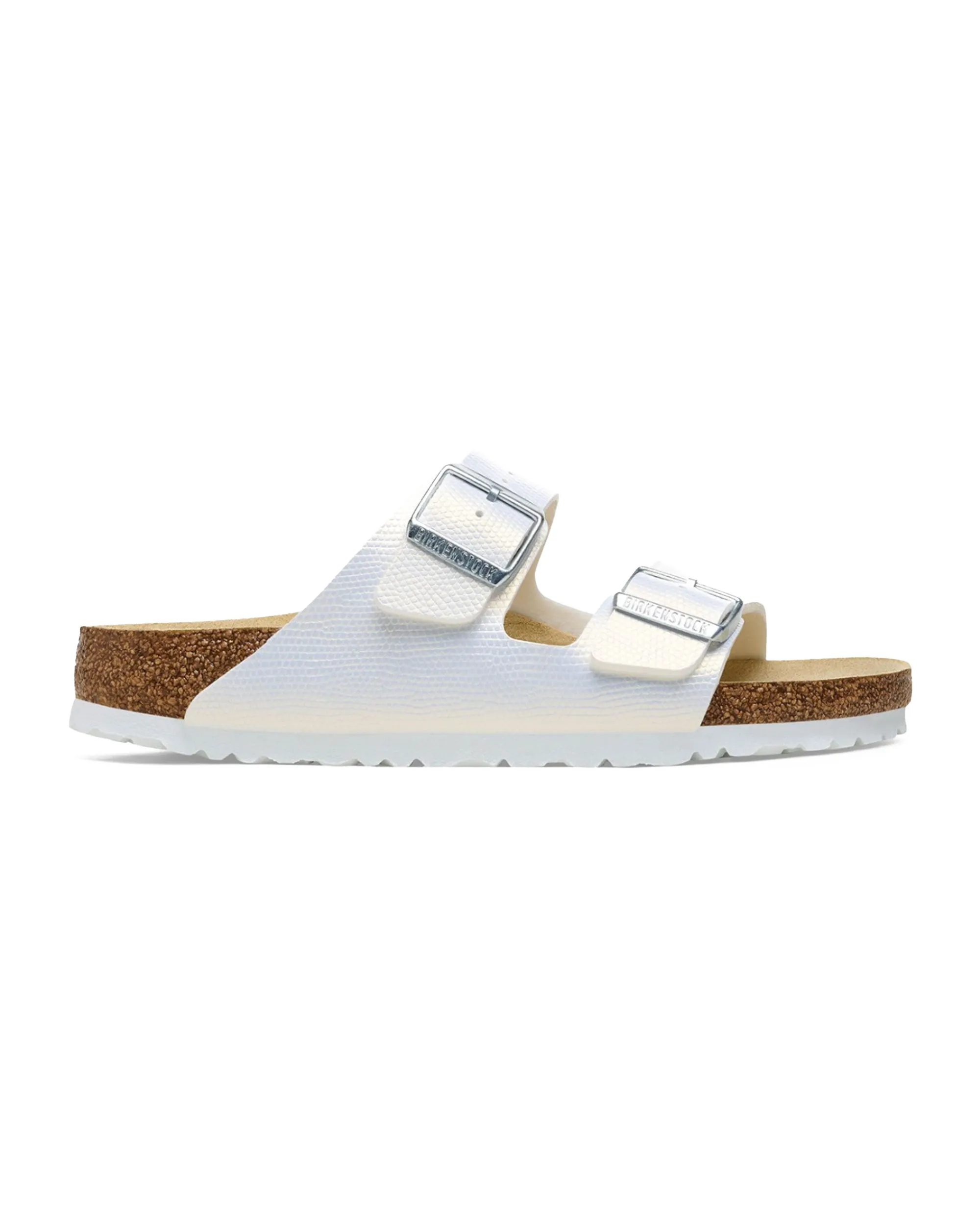 Birkenstock Arizona Shiny Lizard Bianco Calzata Stretta