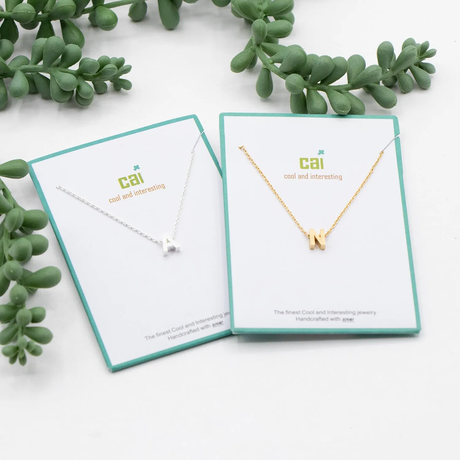 CAI Block Initial Necklace Gold