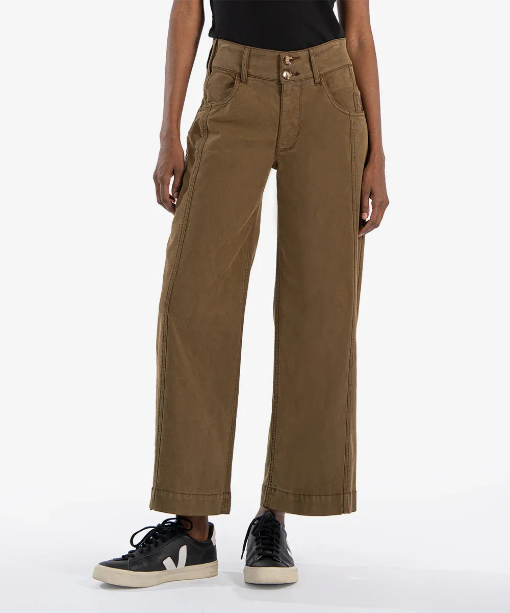 Charlotte High Rise Wide Let Pants in Dark Olive