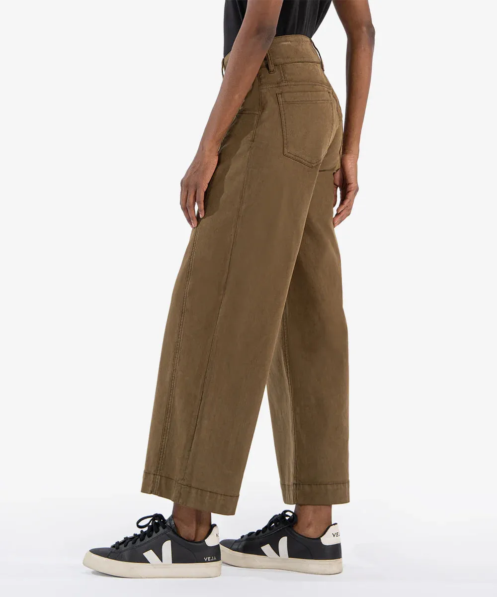 Charlotte High Rise Wide Let Pants in Dark Olive