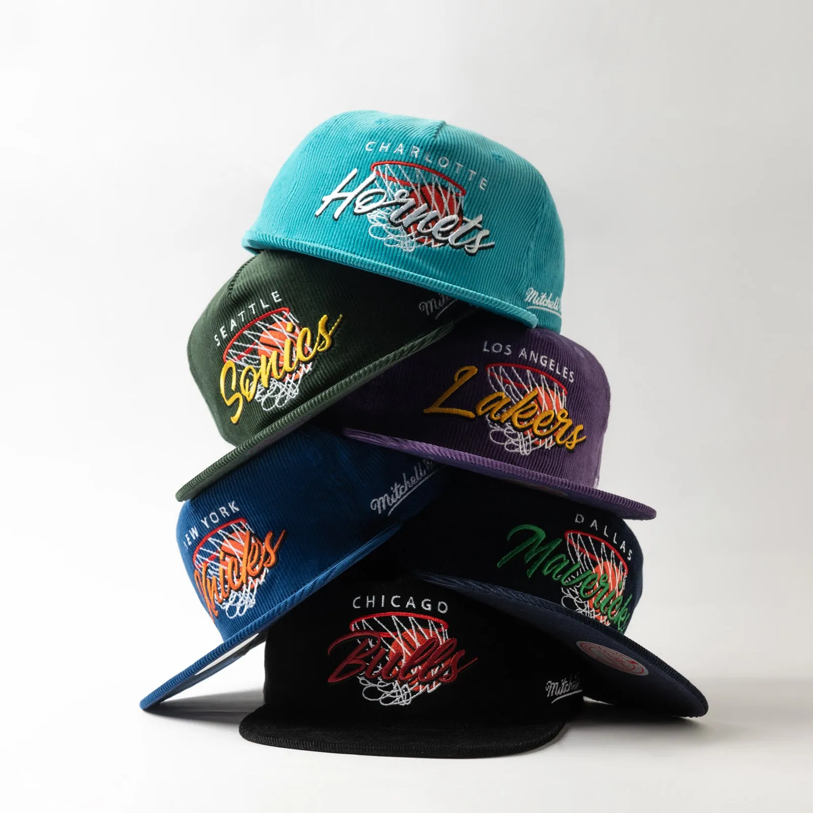 Charlotte Hornets Nothing But Net Corduroy Deadstock Snapback - Teal