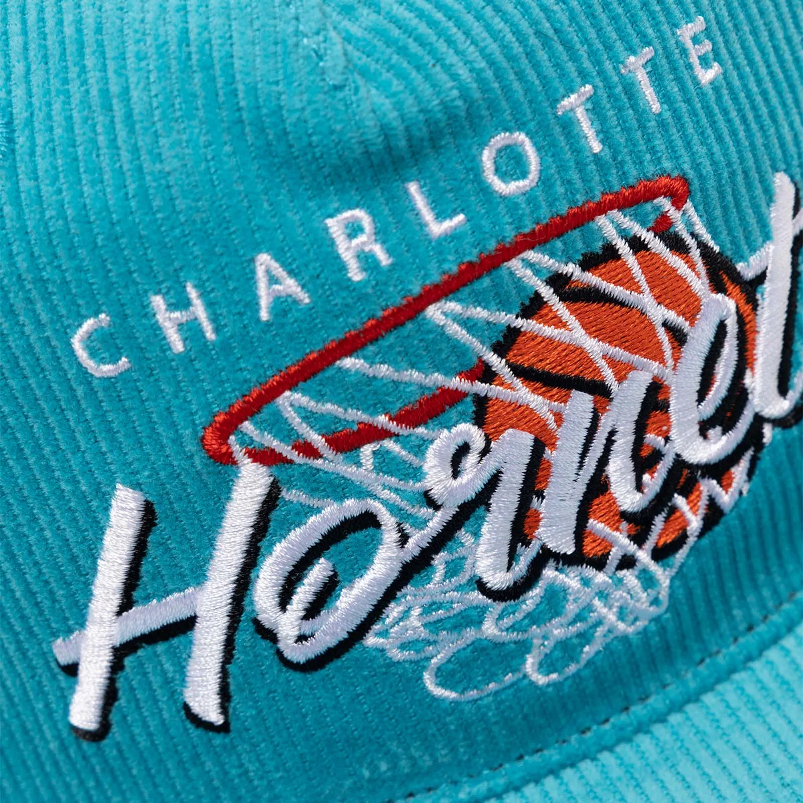 Charlotte Hornets Nothing But Net Corduroy Deadstock Snapback - Teal