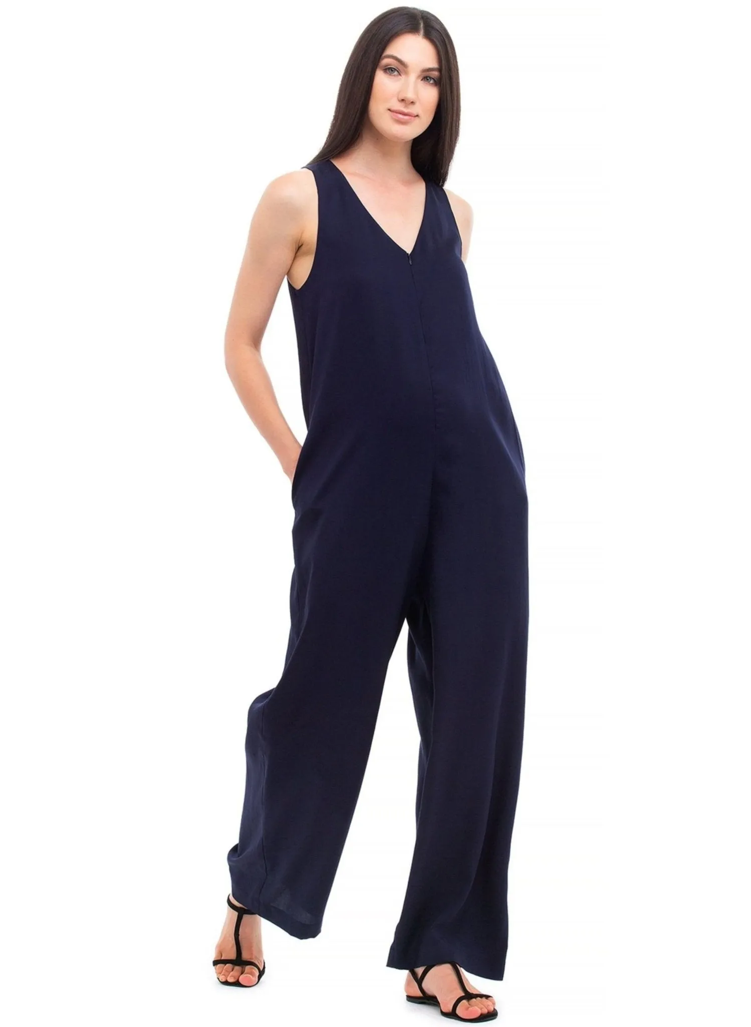 Charlotte Maternity Jumpsuit - Dark Blue