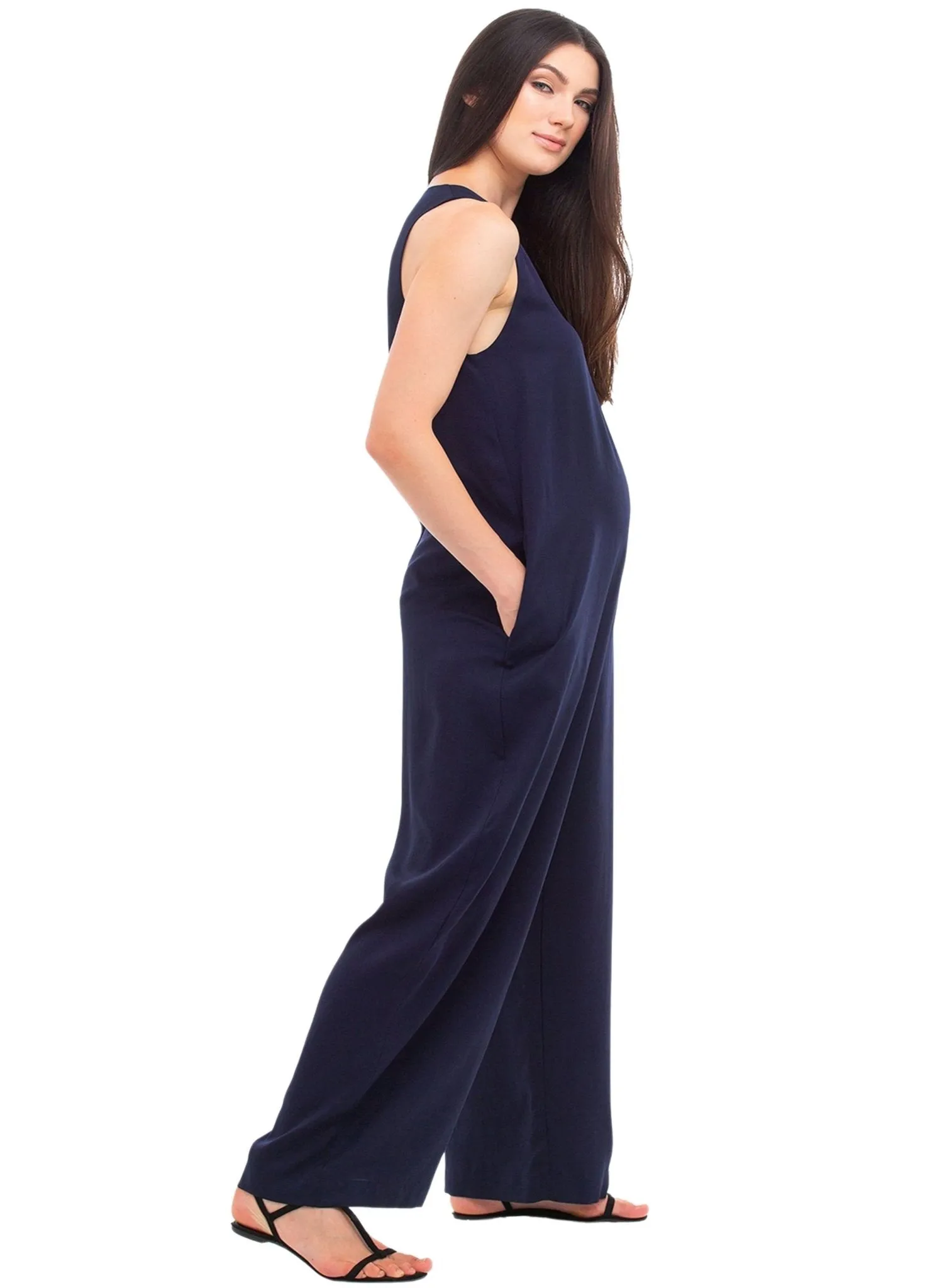 Charlotte Maternity Jumpsuit - Dark Blue