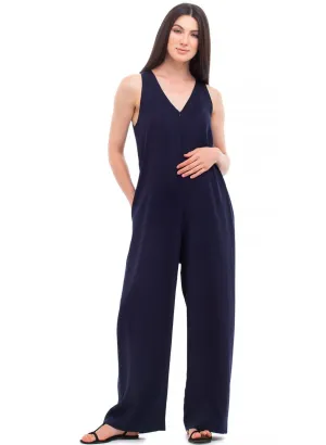 Charlotte Maternity Jumpsuit - Dark Blue