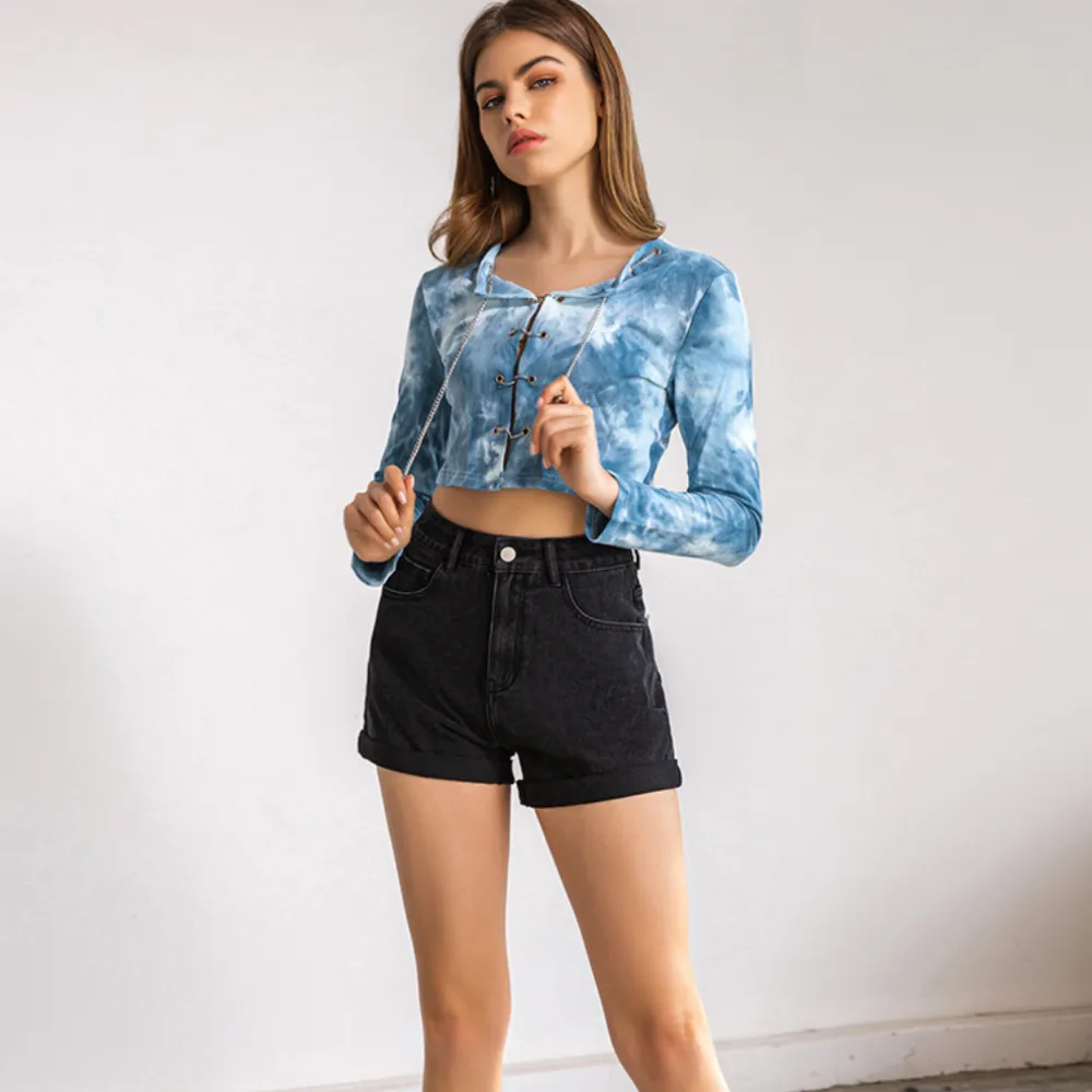 Cotton High Waist  Slim Jean Shorts