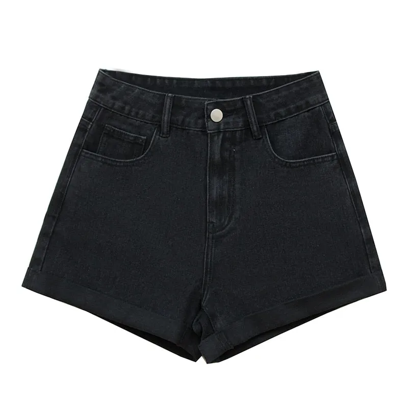 Cotton High Waist  Slim Jean Shorts