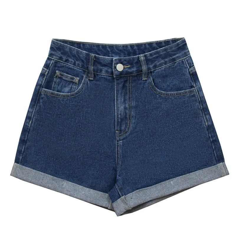 Cotton High Waist  Slim Jean Shorts