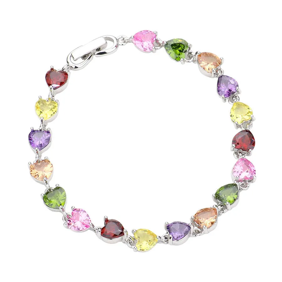 CZ Heart Link Evening Bracelet