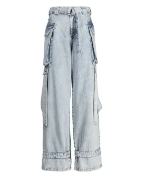 Denim Cargo Jeans Washed Denim