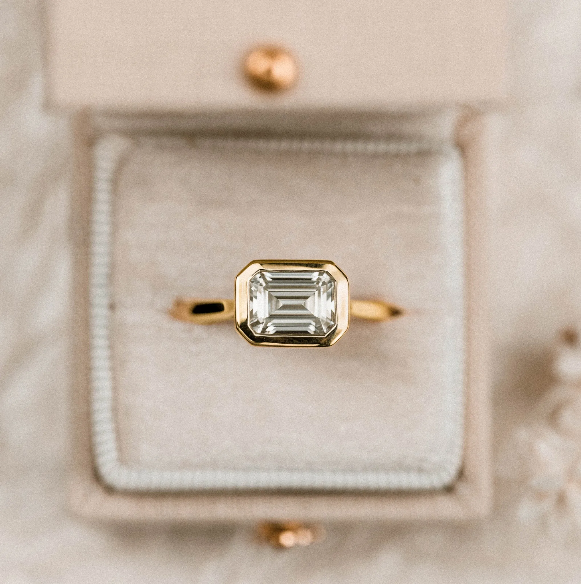 Emerald Cut Bezel Set Engagement Ring