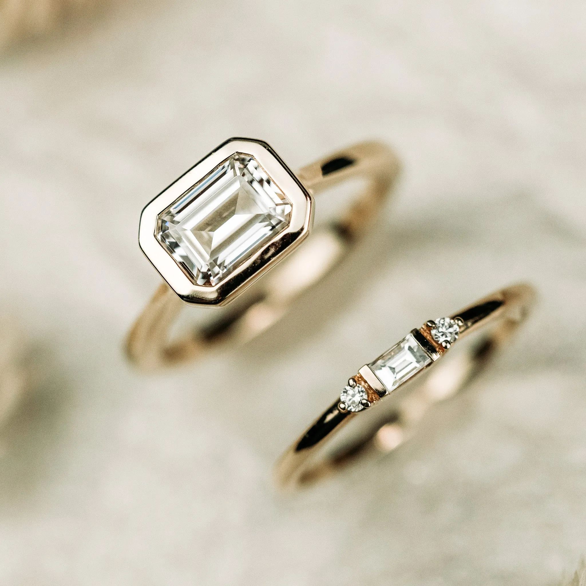 Emerald Cut Bezel Set Engagement Ring