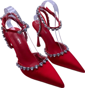 Fashion Nova Red Rhinestone Embellished Pointed Heels UK 4