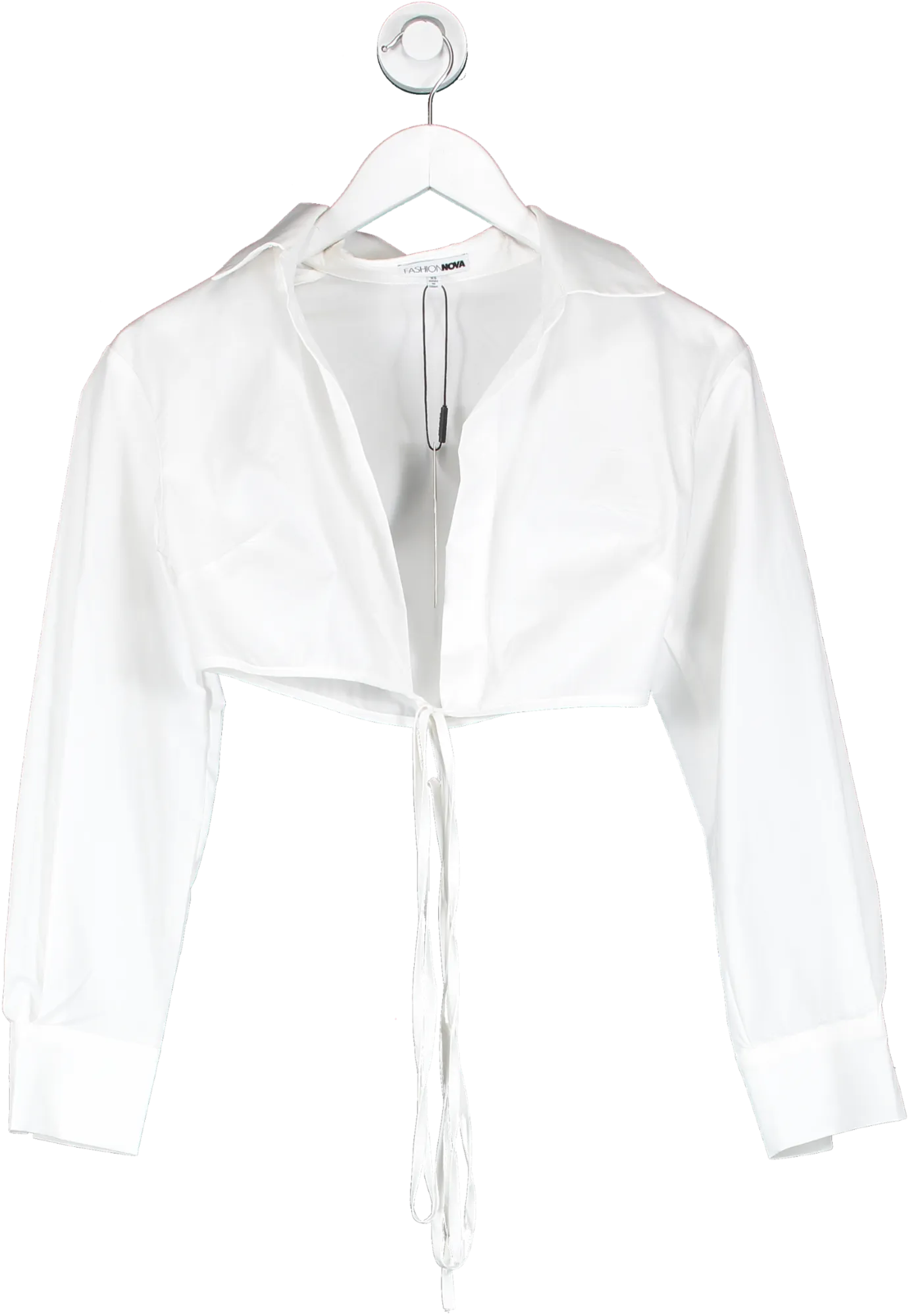 Fashion Nova White Aerin Tie Up Poplin Top UK XS