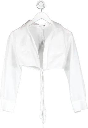 Fashion Nova White Aerin Tie Up Poplin Top UK XS