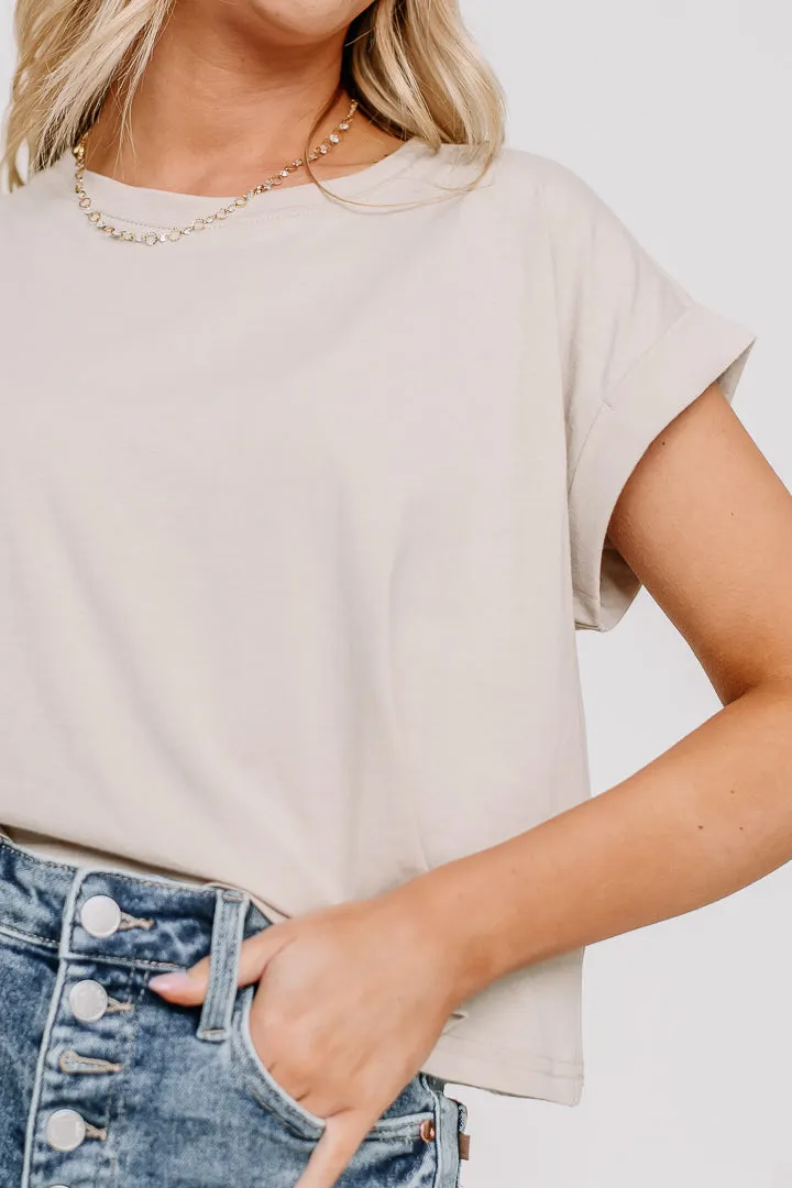 Feeling Divided Cropped Top | Sand Beige