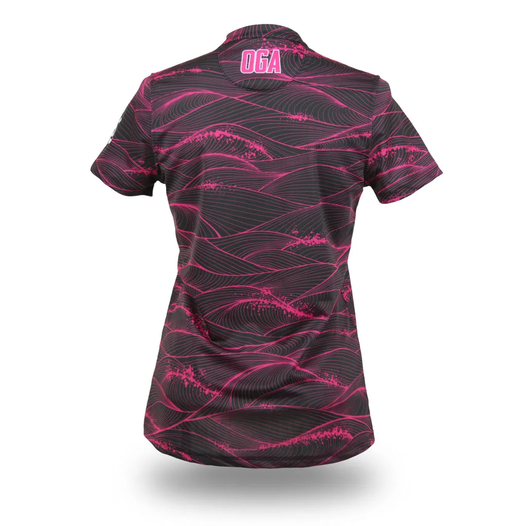 Fluid Black Dragon Fruit - OGA Ladies Polo - Black / Pink