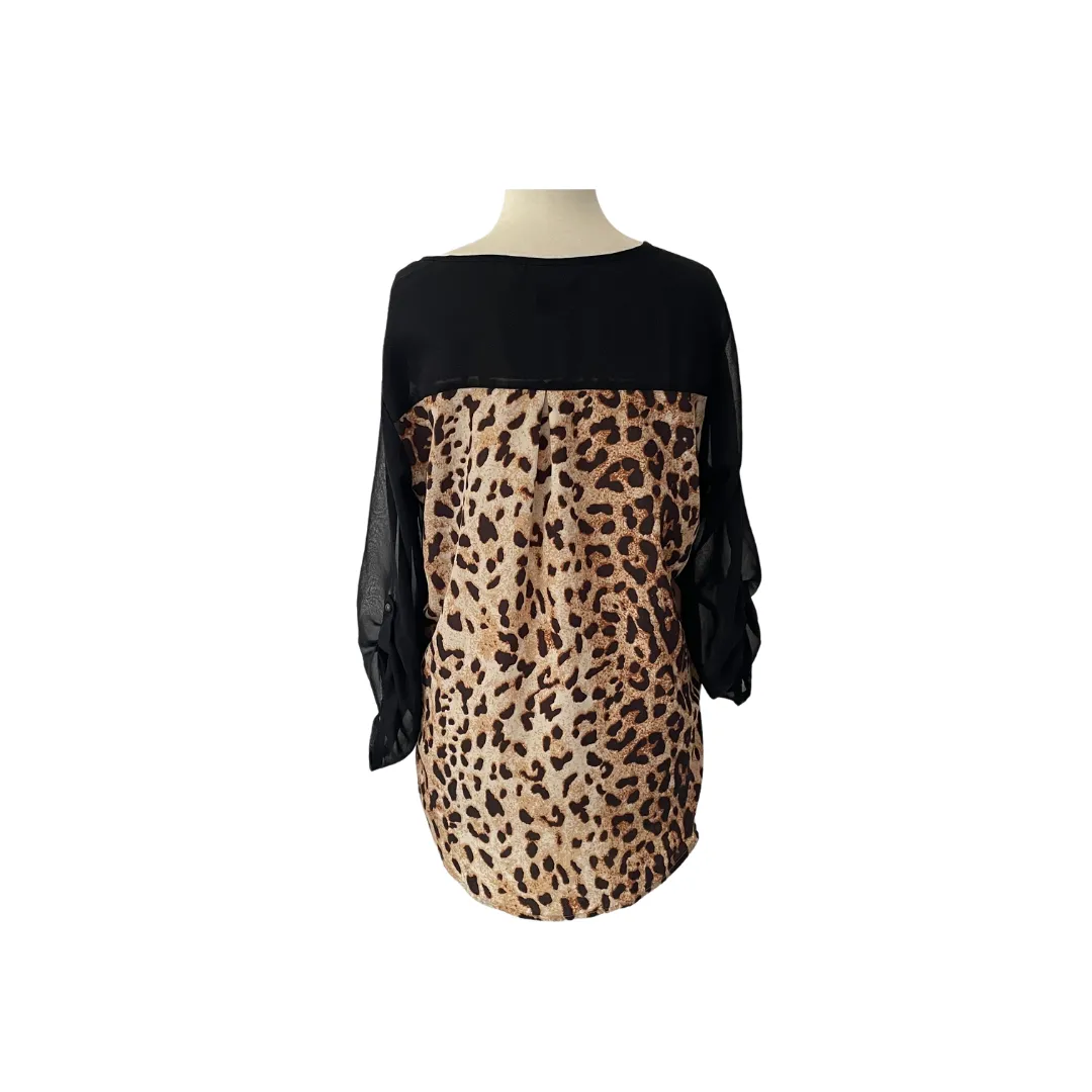 Forever 21 Brown & Black Cheetah Print Top | Gently Used |