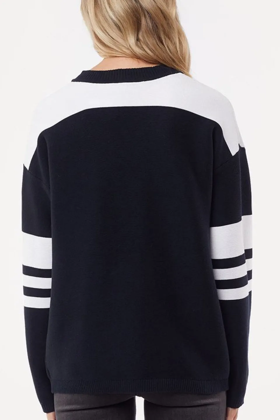 Grace Black White Knit Crew