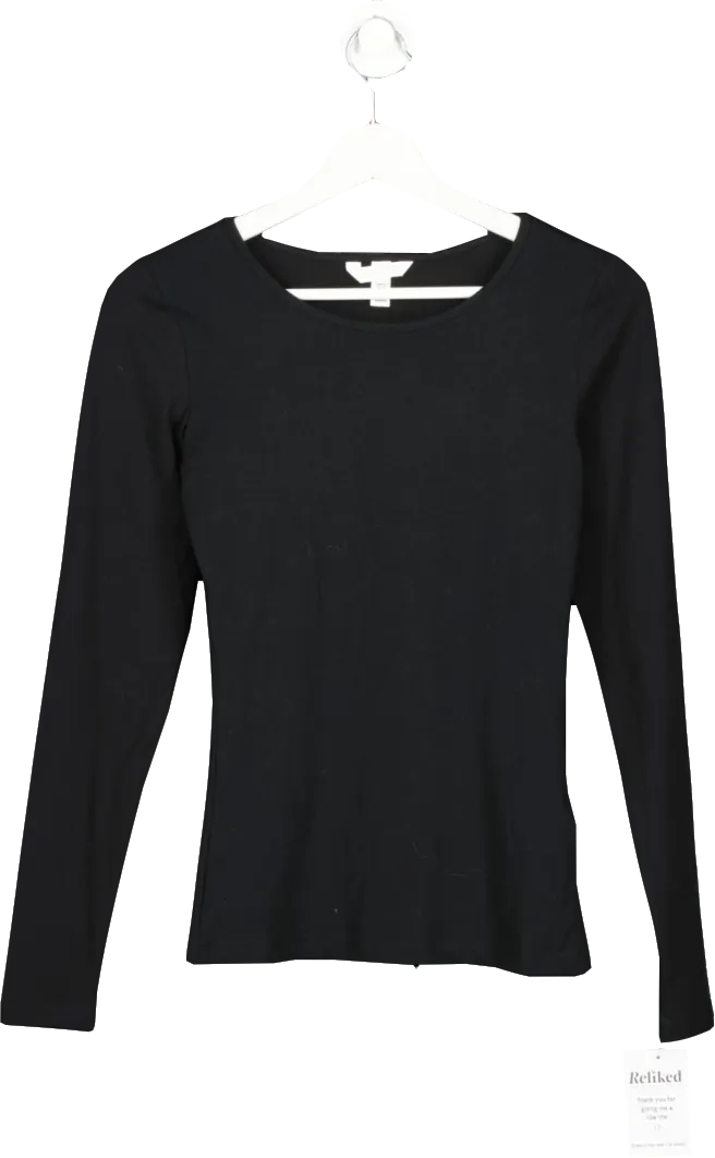 H&M Black Long Sleeve Jersey Top UK XS