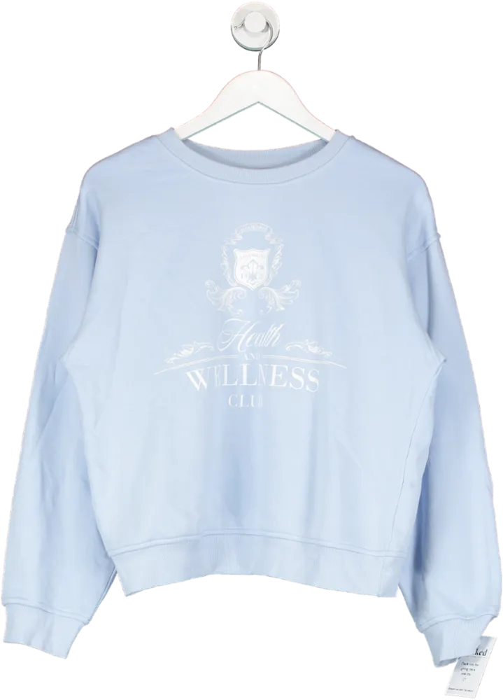 H&M Blue Motif Detailed Sweatshirt UK XS