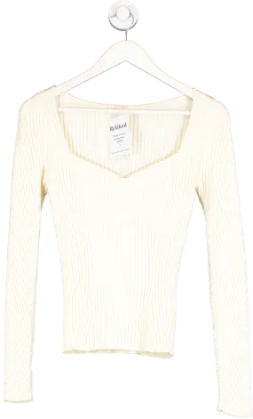 H&M Cream Rib Knit Jumper UK M