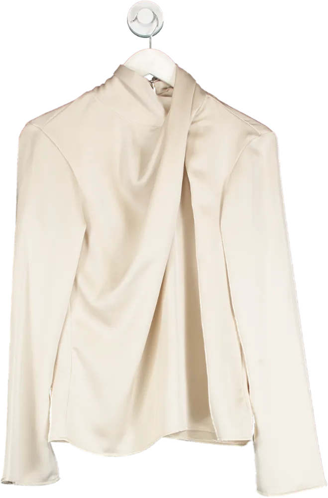 H&M Cream Satin Drape Blouse UK S/M