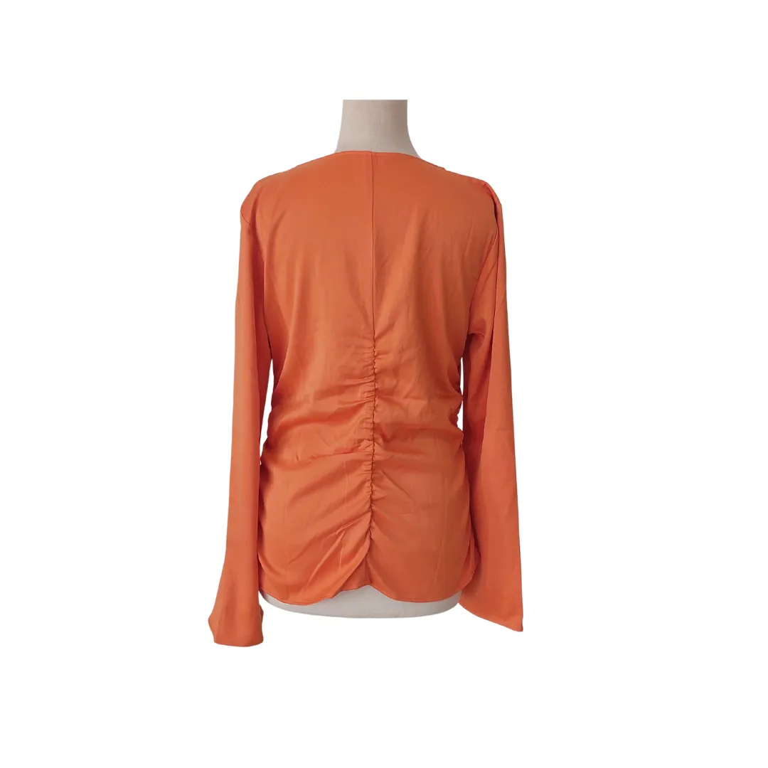 H&M Orange Satin Cinched-front Blouse | Pre loved |