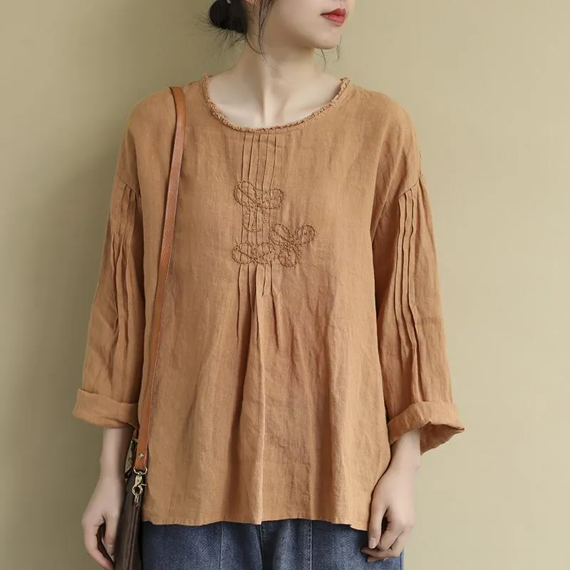 Long-Sleeved Spring Embroidered Shirt