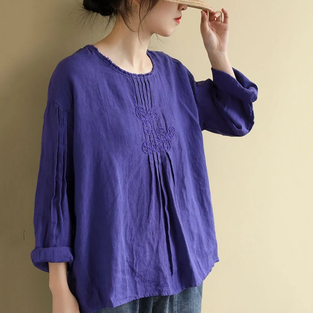 Long-Sleeved Spring Embroidered Shirt