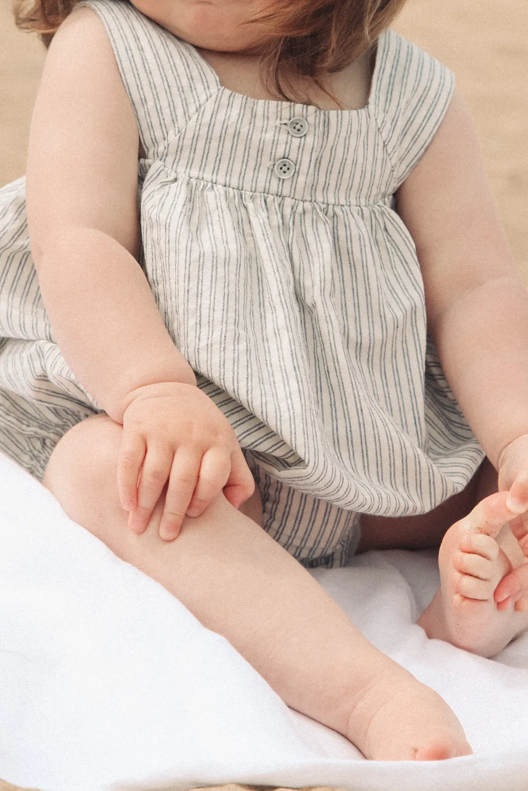 Navy Blue Stripe Soft Cotton Stripe Romper