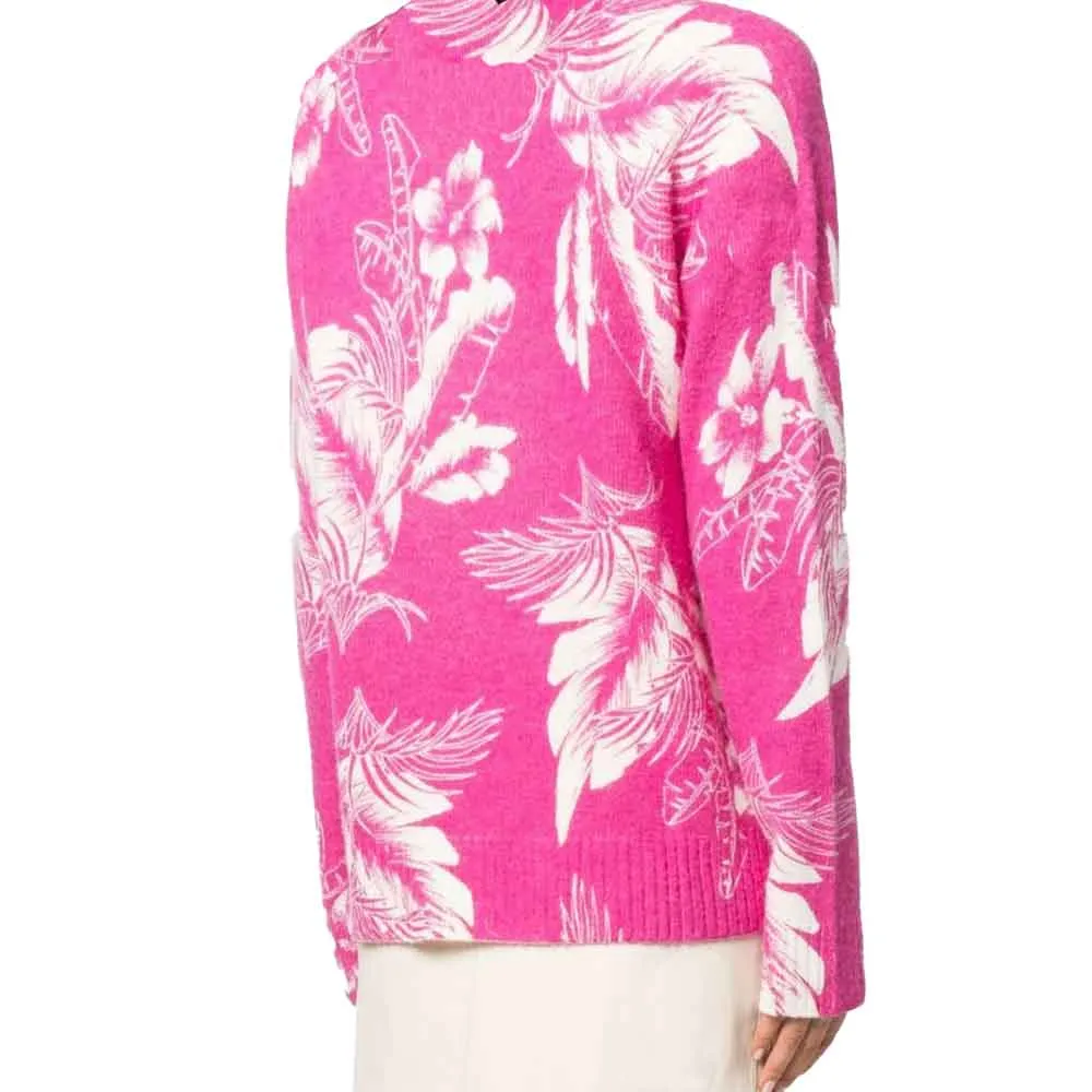 No. 21 Floral Print Long Sleeve Pullover Sweater