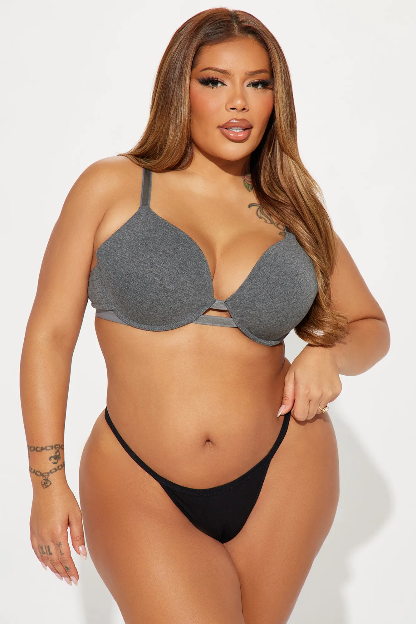 Nova Cotton TShirt Bra - Charcoal