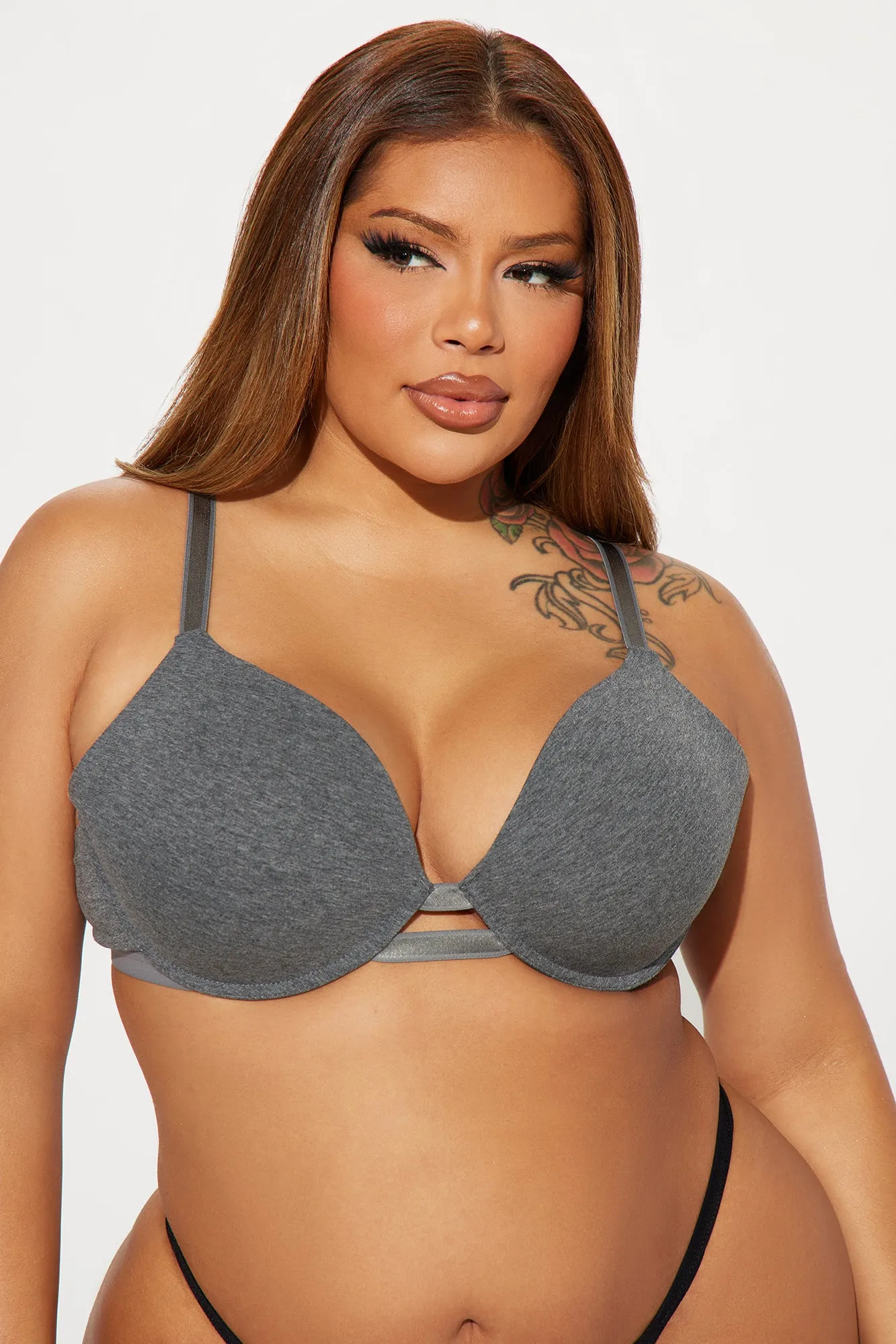 Nova Cotton TShirt Bra - Charcoal