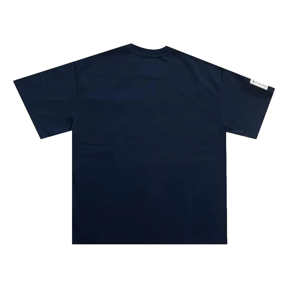 OLDISM OLD/SM OVERSIZE EMBROIDERY LABEL POCKET TEE-NAVY