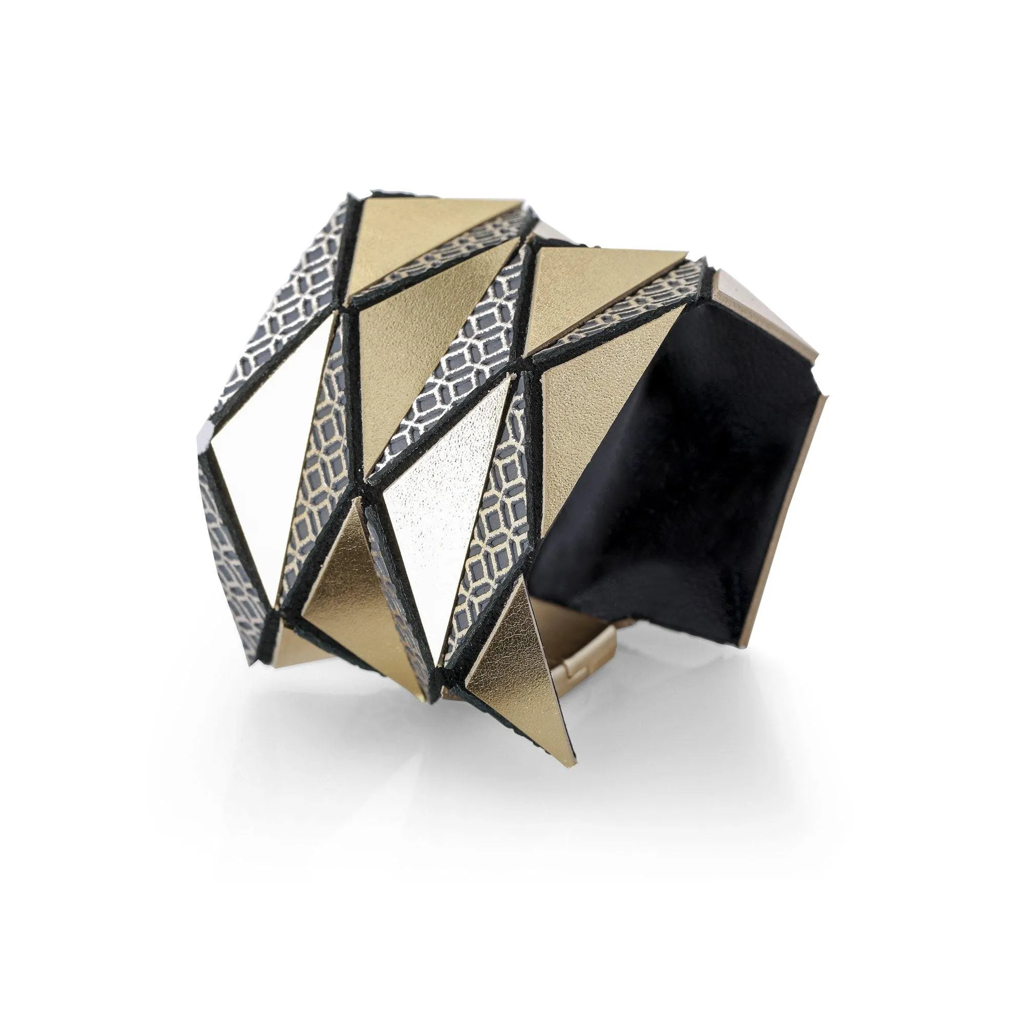 Origami gold geometric leather bracelet