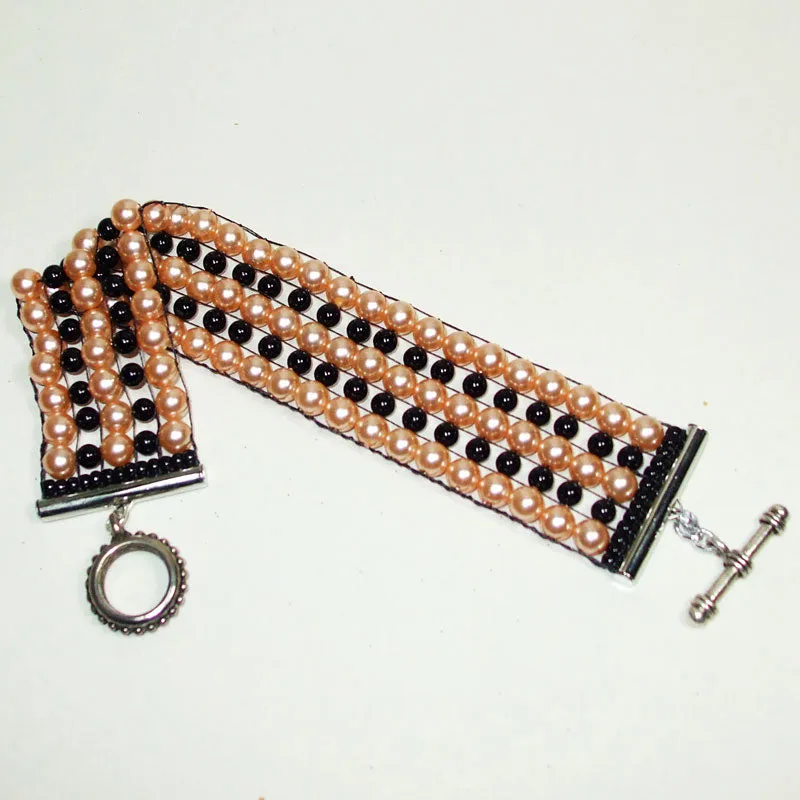 Panchali Loom Woven Black/Pearl Bracelet