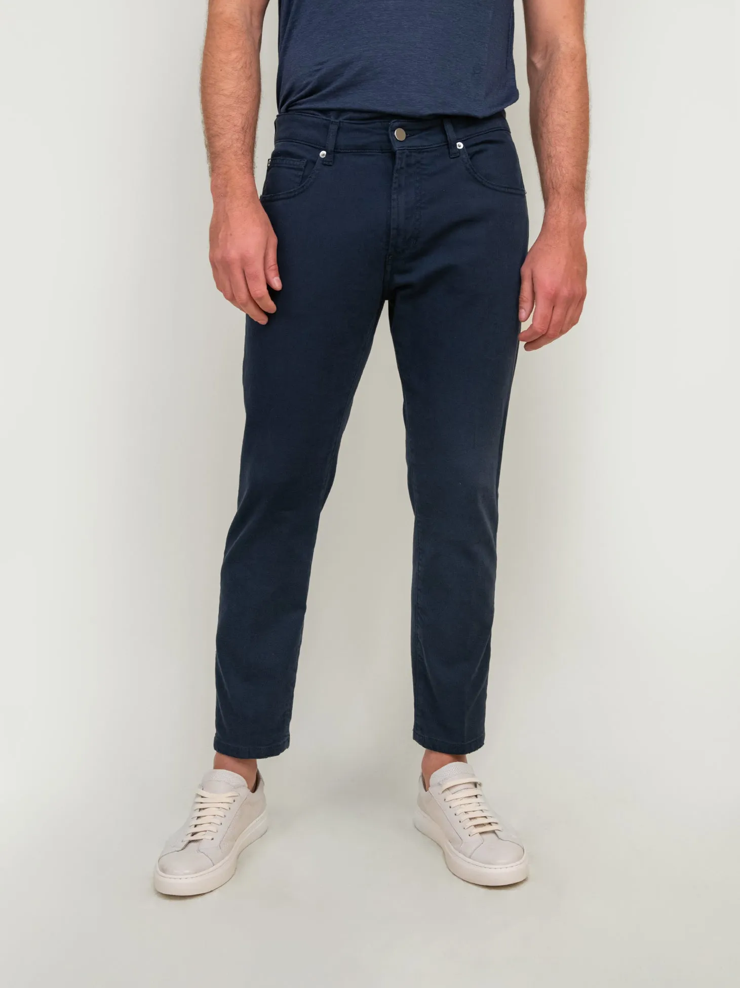 PANTALONE IN COTONE BLU NAVY